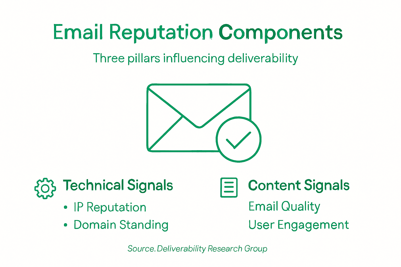 Infografía con factores clave de reputación de correo electrónico