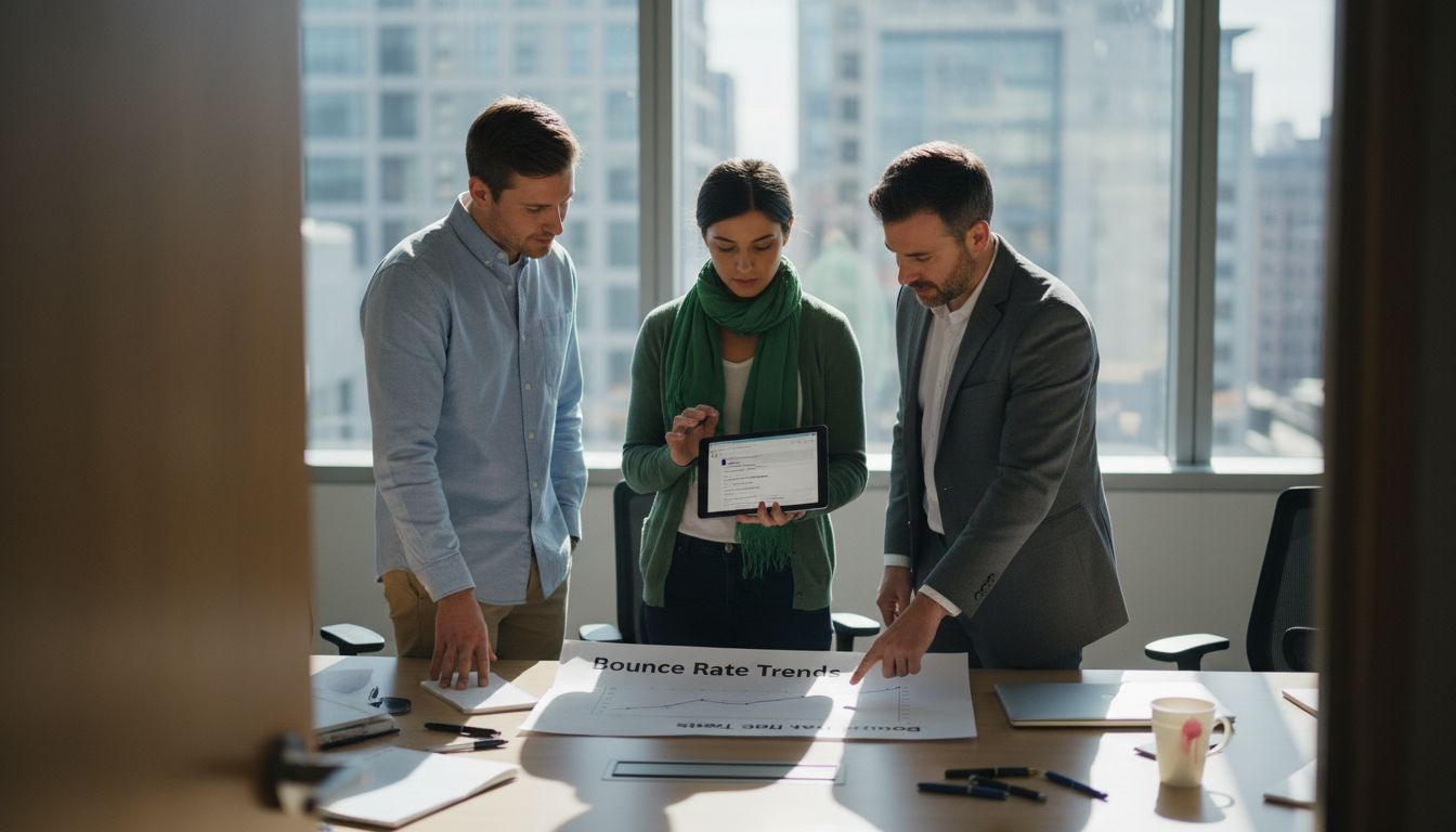 Tim pemasaran memeriksa bagan bounce email