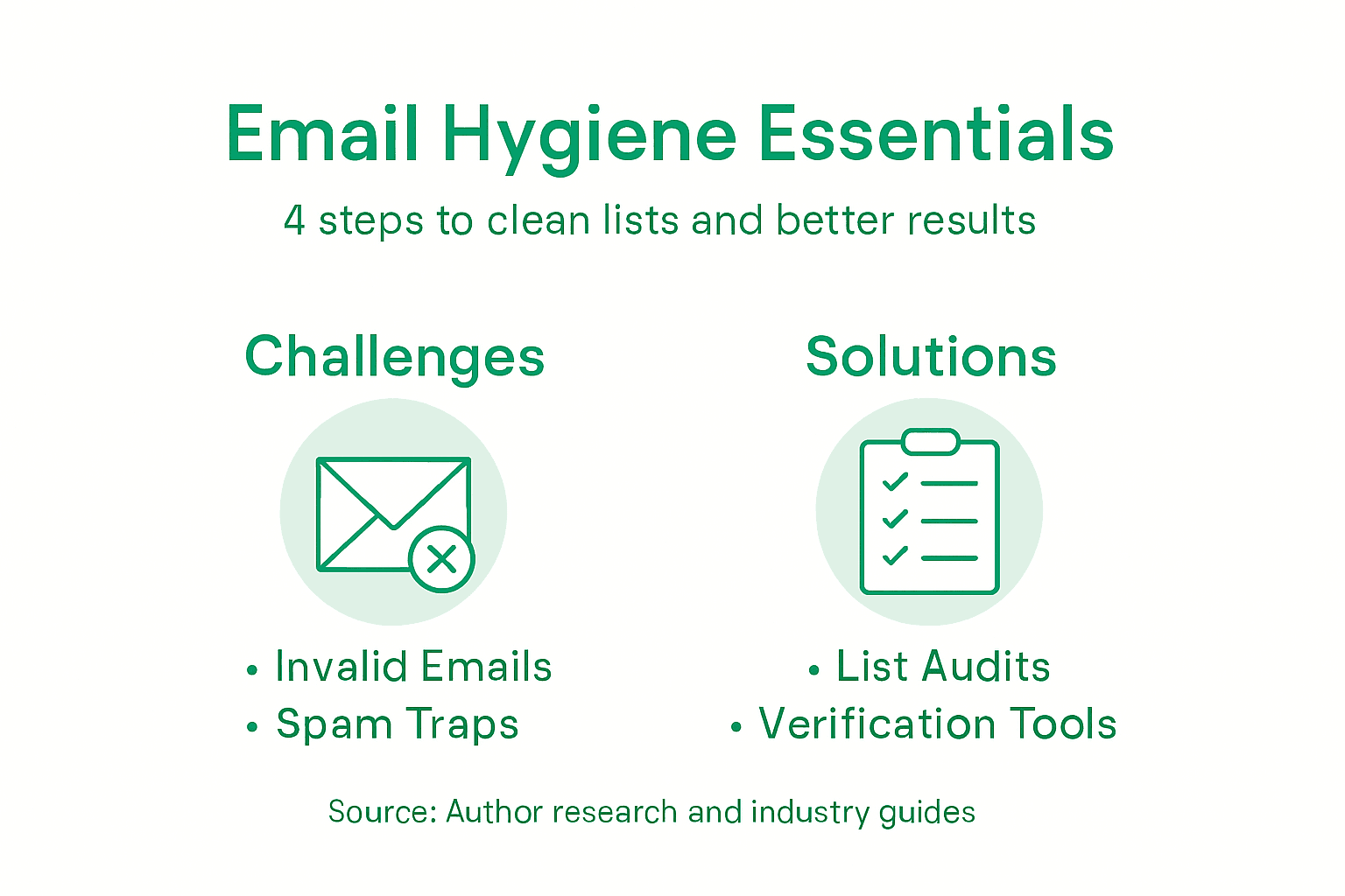 Infografía que muestra el proceso de higiene de correo electrónico y soluciones