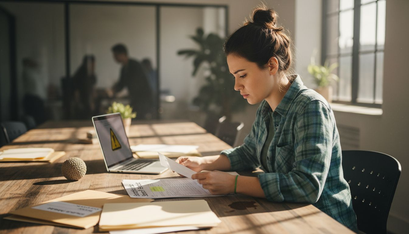 Oficial de cumplimiento revisa informe sospechoso de trampa de spam